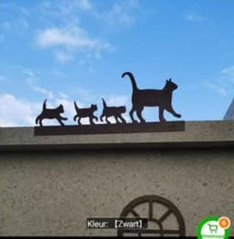 Decoratieve Kattenfamilie Muurdecoratie Zwart Metaal, Zwart, Nieuw, Ophalen of Verzenden, Metaal