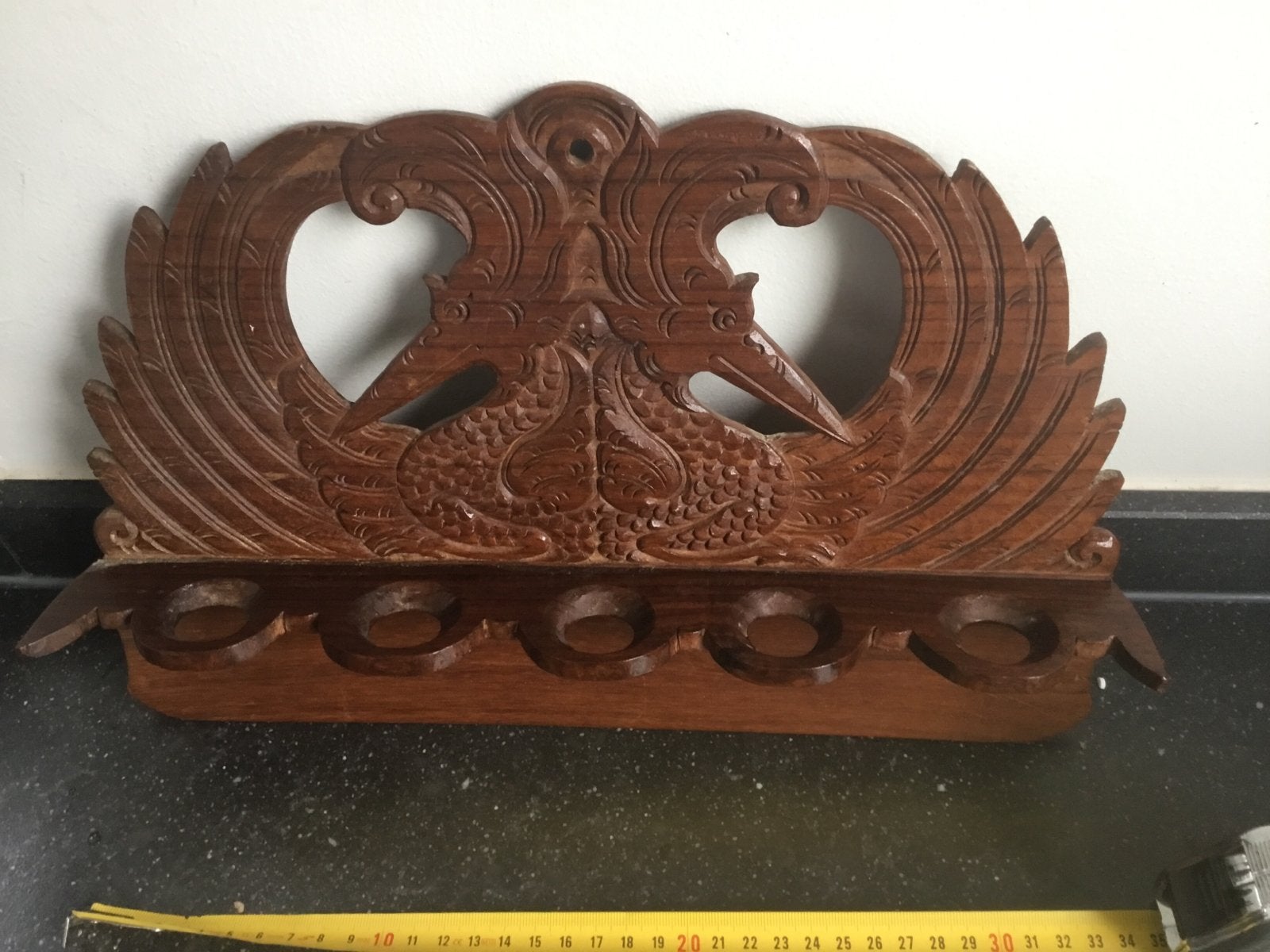 Uniek Indonesisch houtsnijwerk met vogelmotief, Antiek en Kunst, Houtsnijwerk, Ophalen of Verzenden, Handgemaakt, 20 - 50 cm