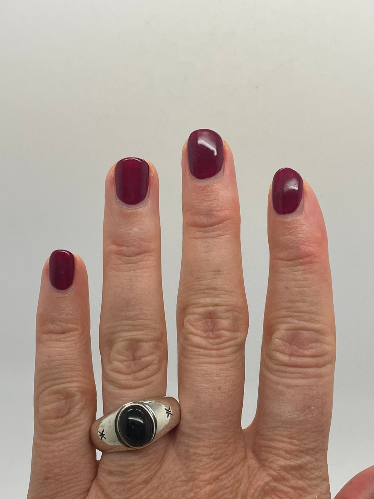 F900 Prachtige zilveren onyx ring maat 21, 20 of groter, Ophalen of Verzenden, X, Met edelsteen