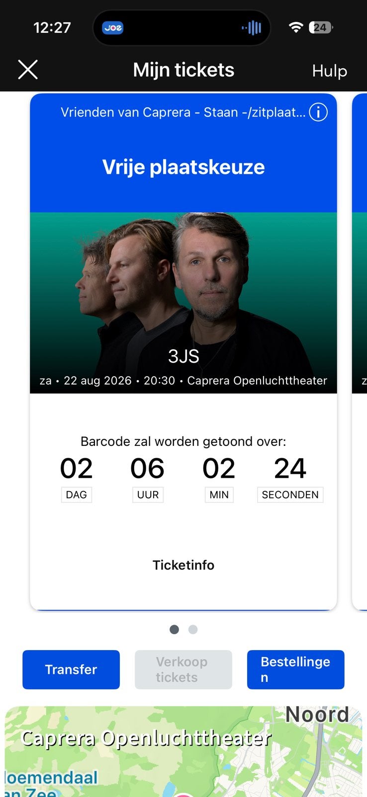 Te koop 2 tickets 3 jS caprera, Twee personen