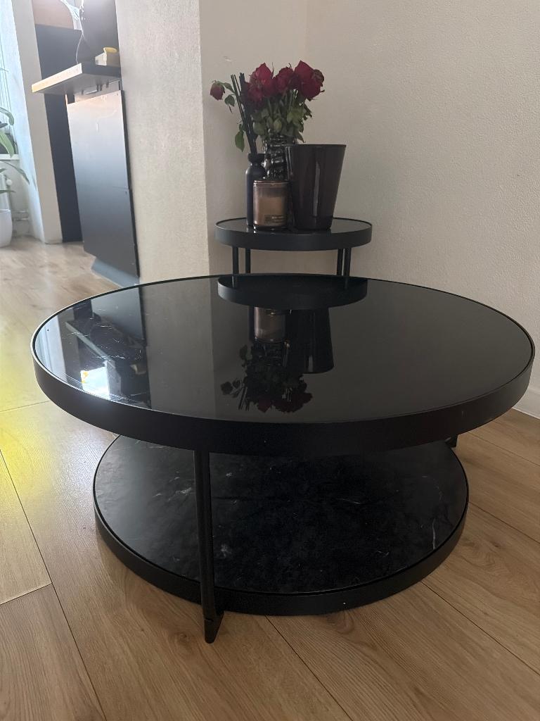 Salon tafel zwart glas en marmer İkea, Huis en Inrichting, Tafels | Salontafels, Ophalen, 100 tot 150 cm, 50 tot 100 cm, Modern