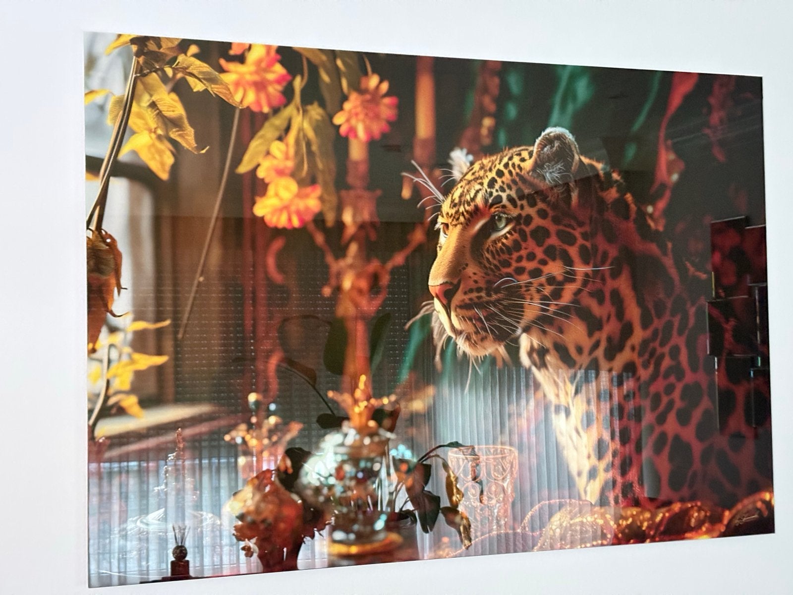 Glasschilderij Panter Chique, Ophalen, Nieuw, 125 cm of meer, Schilderij