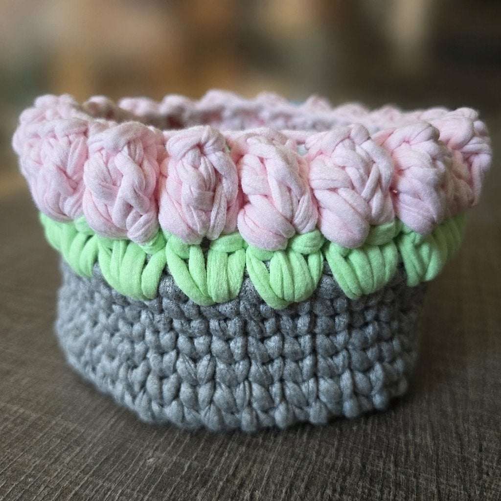 Set van 2 gehaakte rozenmanden | Roze bloemenmanden, Mand, Verzenden, Textiel, Rond