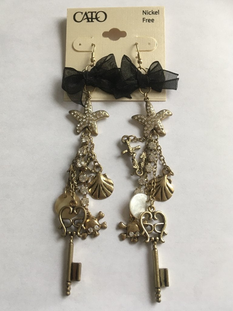 Cato lange bedeltjes zeester strass strikjes hang oorbellen, Sieraden, Tassen en Uiterlijk, Oorbellen, Overige materialen, Hangers