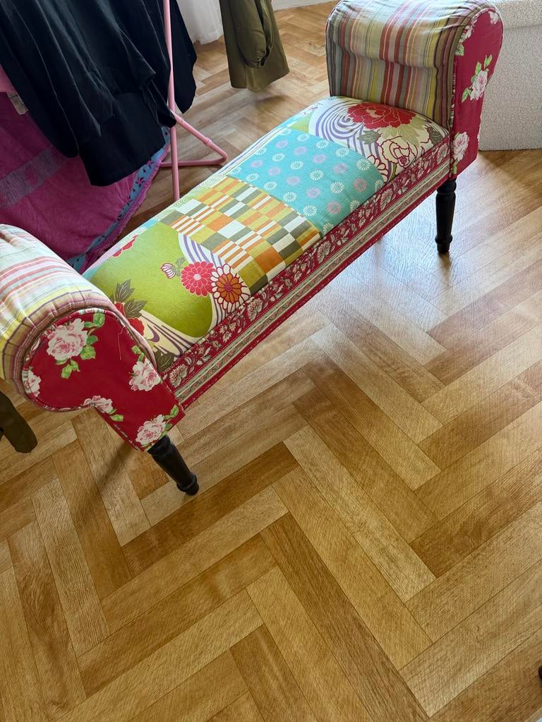 Patchwork bankje met bloemenprint, Ophalen, Zo goed als nieuw, Rechthoekig