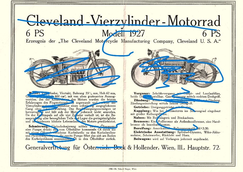 Cleveland 4 cylinder folder 1927 motorcycle motor (CL), Motoren, Verzenden, Overige merken