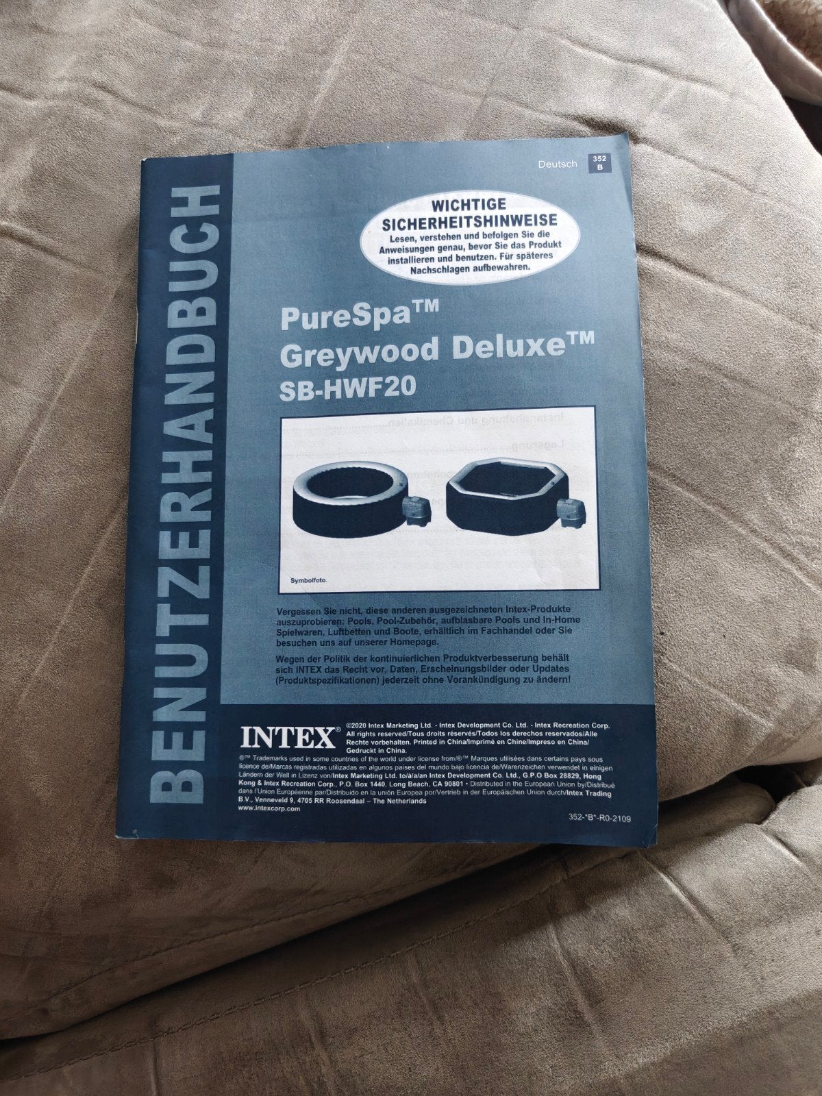 Intex PureSpa Greywood Deluxe SB-HWF20 - Zo goed als nieuw, Tuin en Terras, Ophalen, Opblaaszwembad, Rond, Zo goed als nieuw