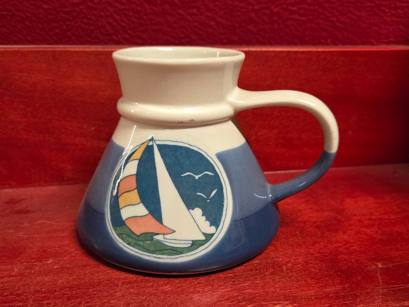 Vintage Otagiri No-Spill Mok – Zeilboot & Meeuwen, Ophalen of Verzenden