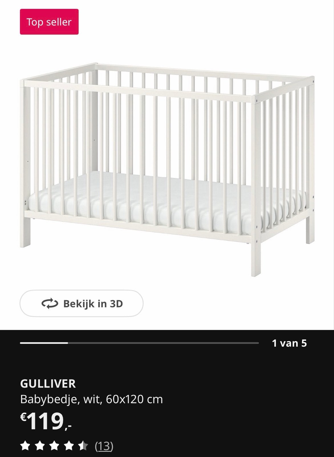 Ikea Gulliver babybedje inclusief matras, Ophalen, Gebruikt