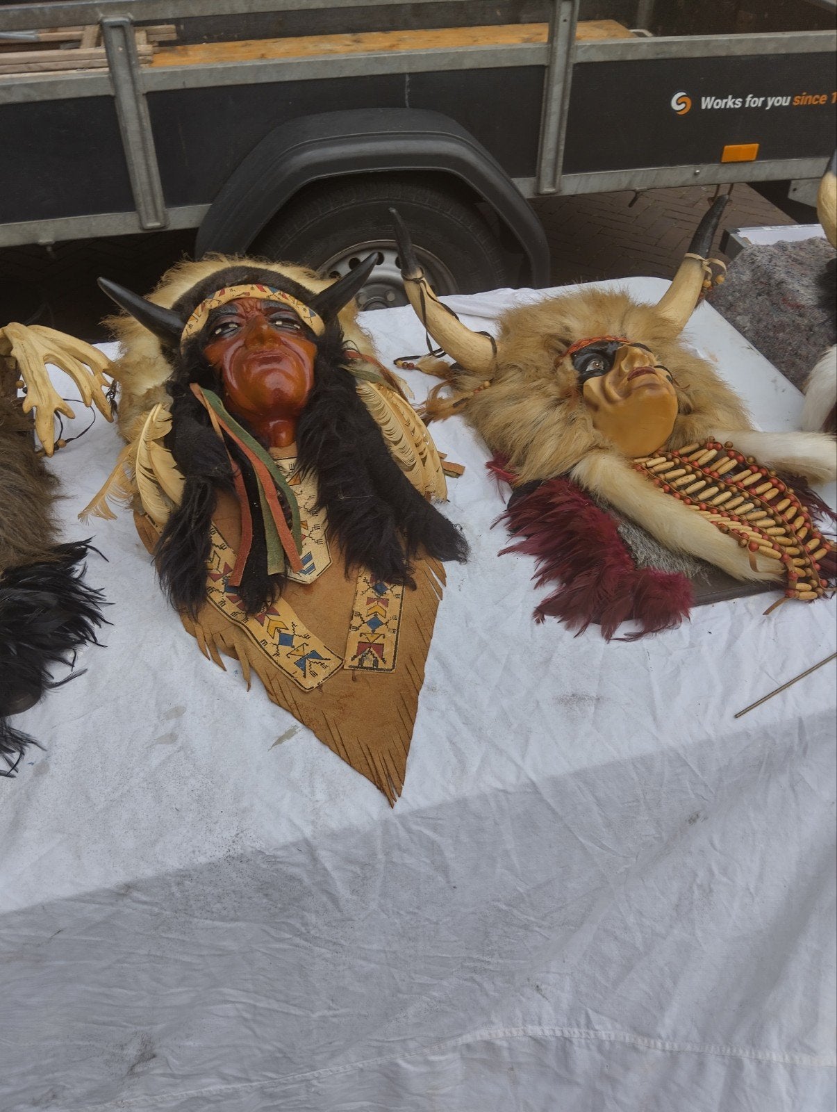 Diverse Indianen beelden en maskers, Antiek en Kunst, Kunst | Beelden en Houtsnijwerken, Ophalen, Handgemaakt, 20 - 50 cm, Beeld
