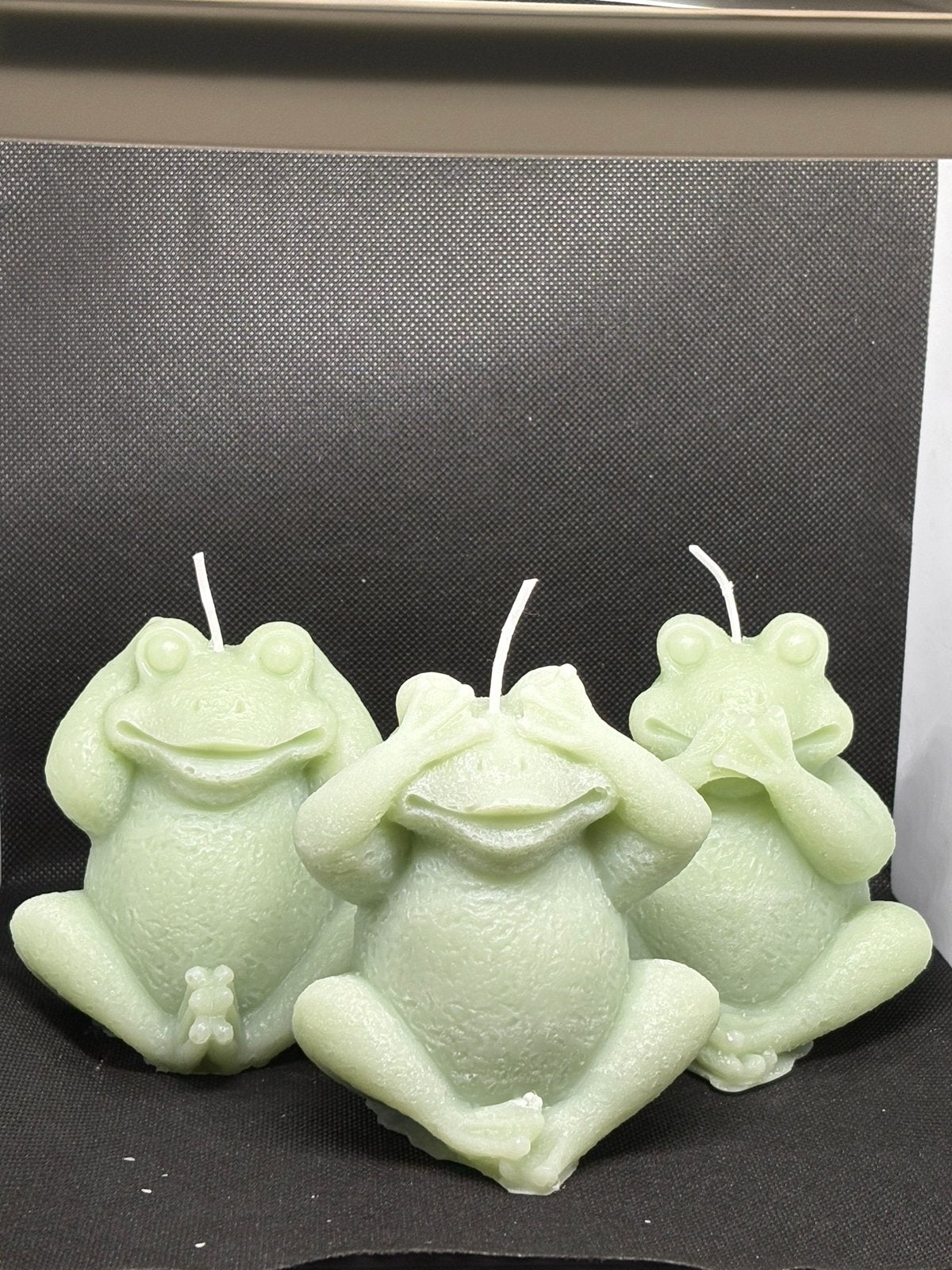 Set van 3 Kikkers Kaarsen - Horen, Zien, Zwijgen, Groen, Overige materialen, Overige stijlen, Nieuw