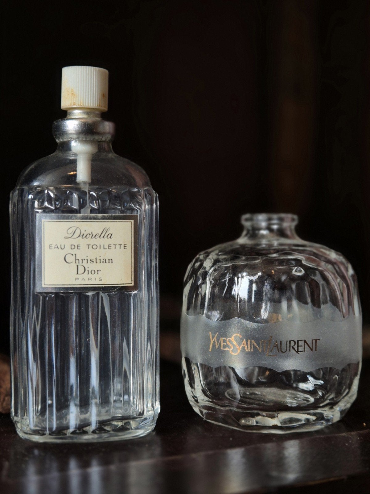 Parfumflesjes vintage Dior en Yves Saint Laurent, Ophalen of Verzenden, Gebruikt