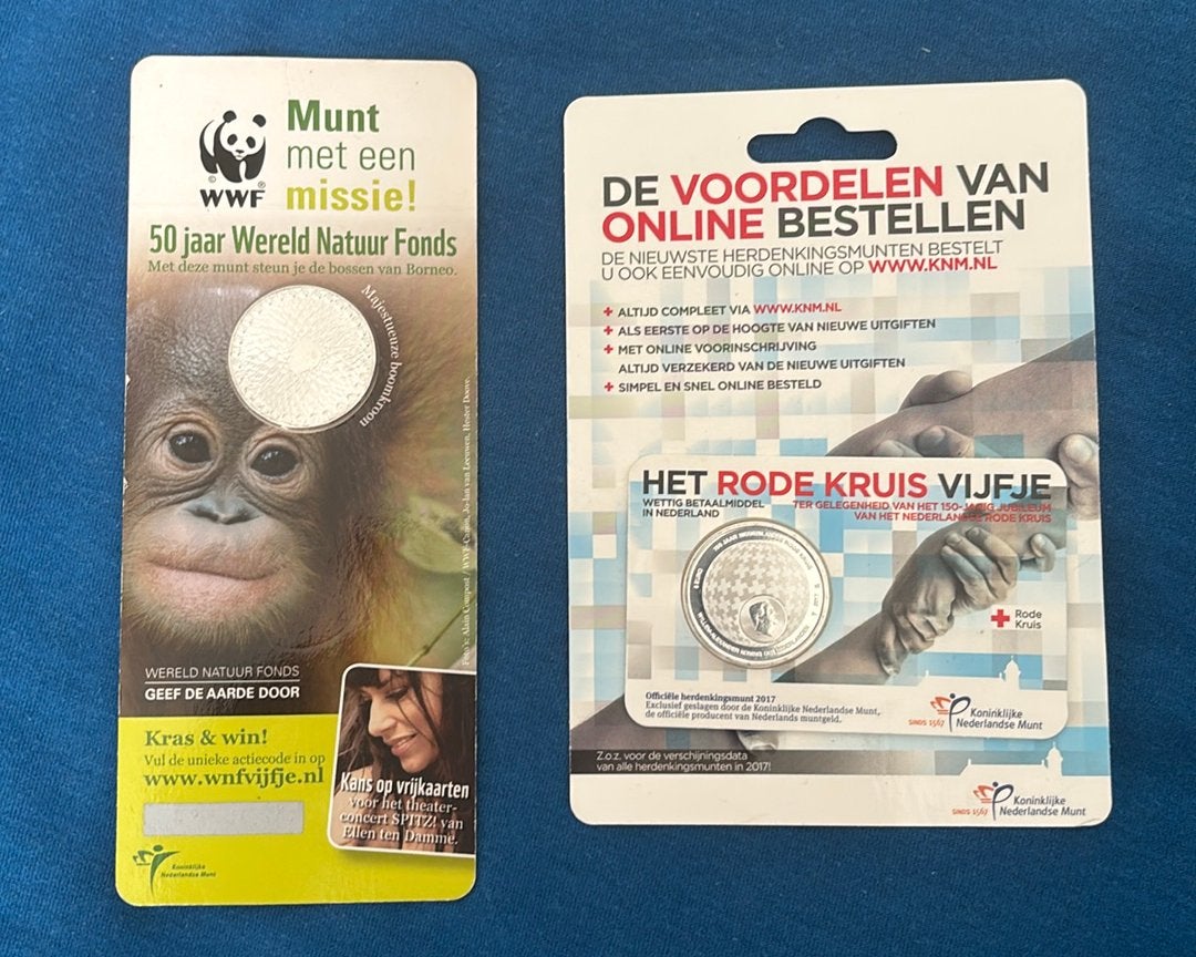 2 XL coincards KNM uitgiftes, Ophalen of Verzenden, Koningin Beatrix, Euro's