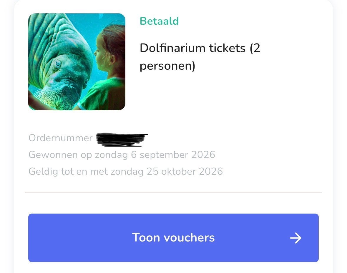 2 kaartjes voor het dolfinarium., Tickets en Kaartjes