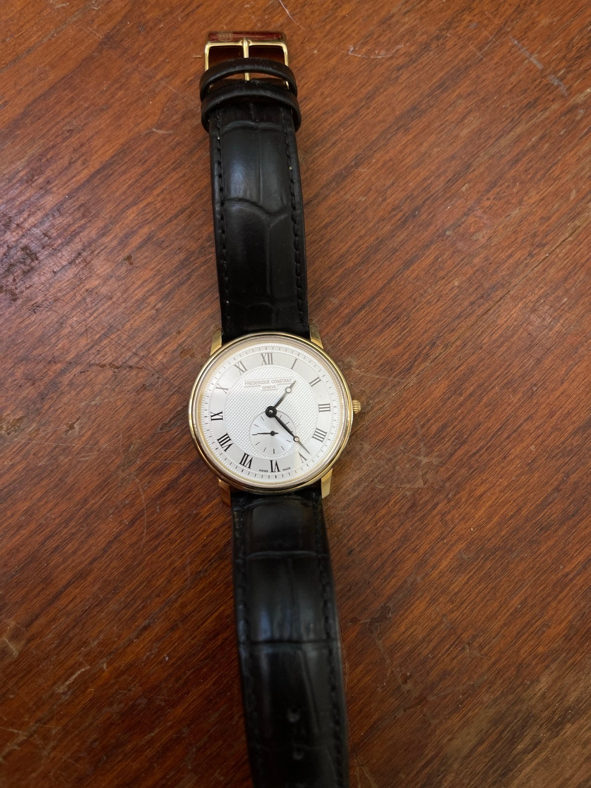 Frederique Constant Slimline Verguld Horloge - Collectors It, Overige merken, Polshorloge, Ophalen of Verzenden, Goud