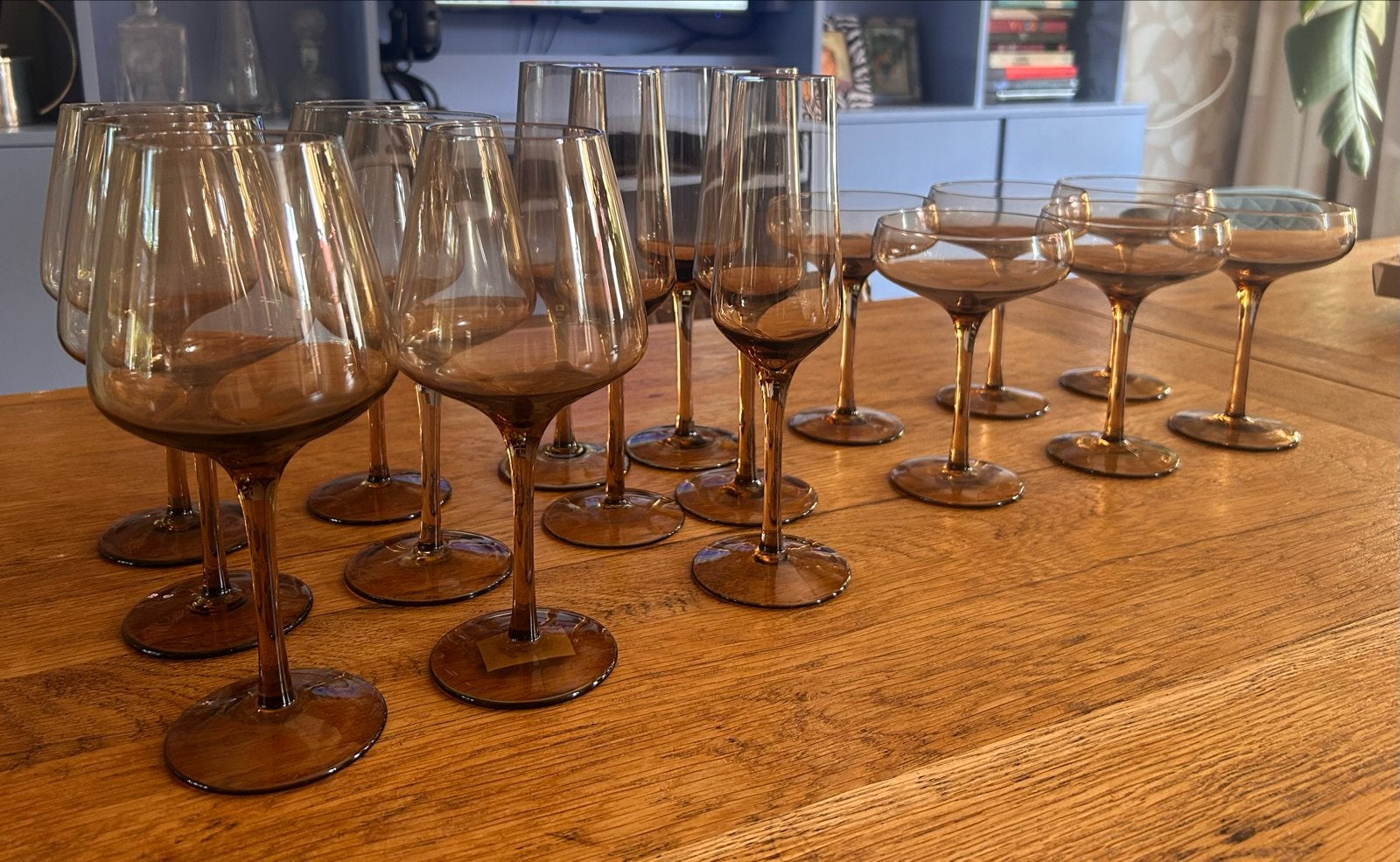 Bruin rookglas glazen set H&M Home, Huis en Inrichting, Keuken | Servies, Ophalen, Glas of Glazen, Gebruikt, Overige merken