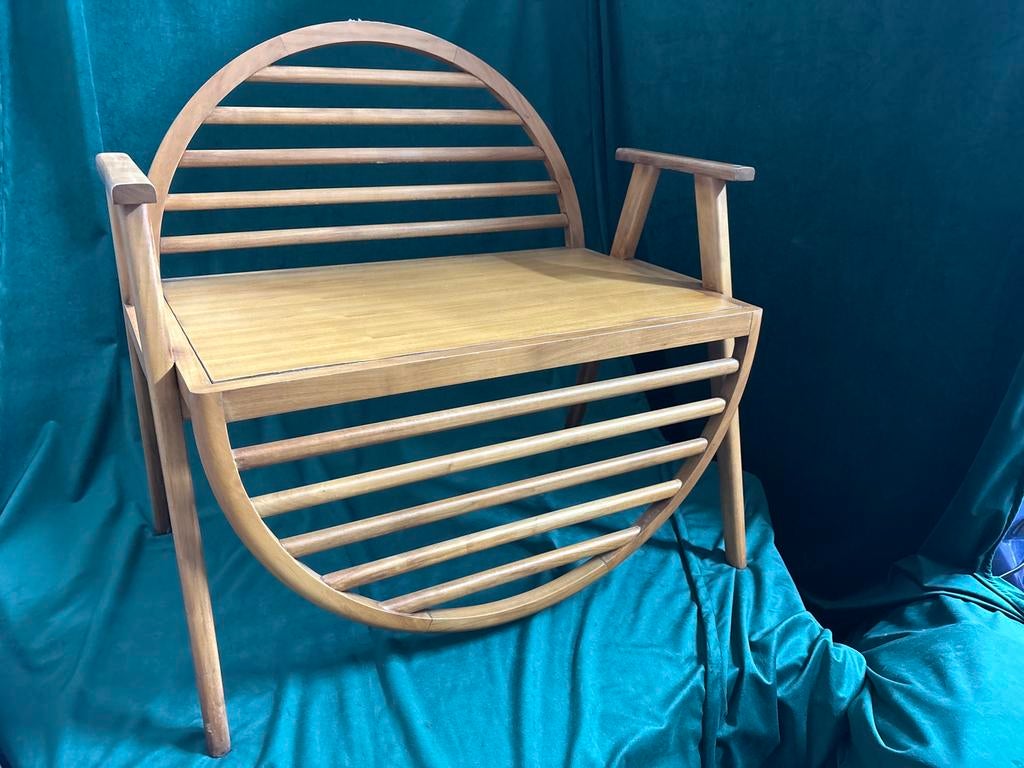 Design bank Jansen Furniture notenhout, Huis en Inrichting, Ophalen, Gebruikt, ., Minder dan 75 cm