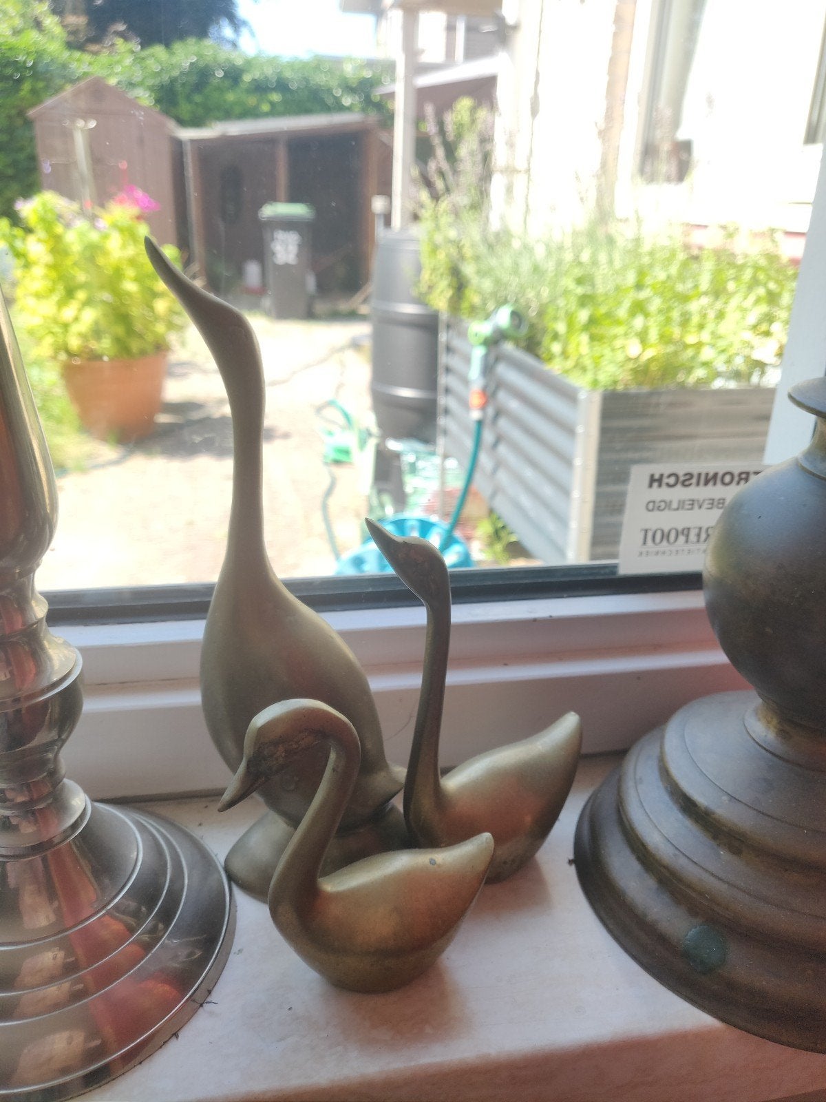 Set van 3 messing zwanen beeldjes, Ophalen of Verzenden