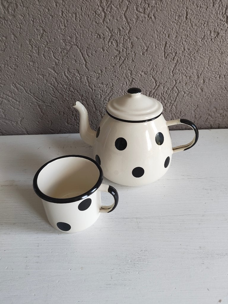 Kitchen Trend Emaille Theepot en Beker, Overige materialen, Overige typen, Ophalen of Verzenden, Zo goed als nieuw