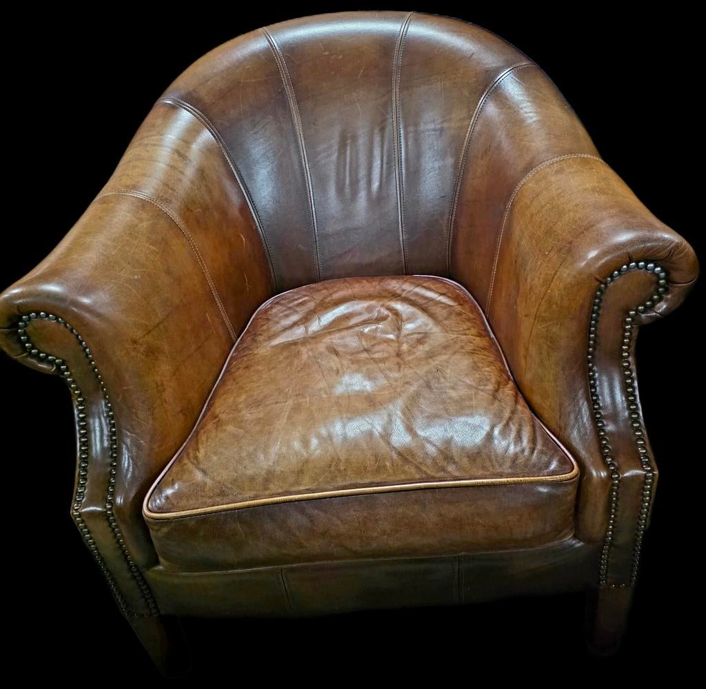 2x Chesterfield club fauteuils Bendic + Bezorging Gratis, Gebruikt, 75 tot 100 cm, Ophalen of Verzenden, Onbekend