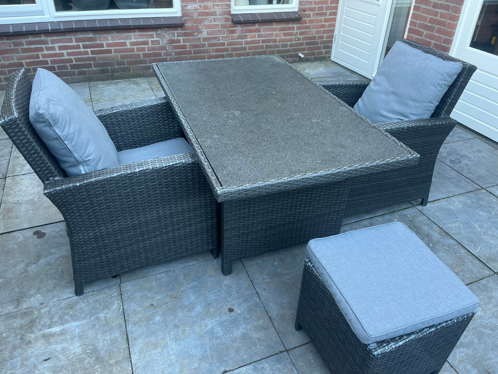 Leuke grijze tuinset gratis af te halen, Overige materialen, Gebruikt, Eettafel, Loungeset