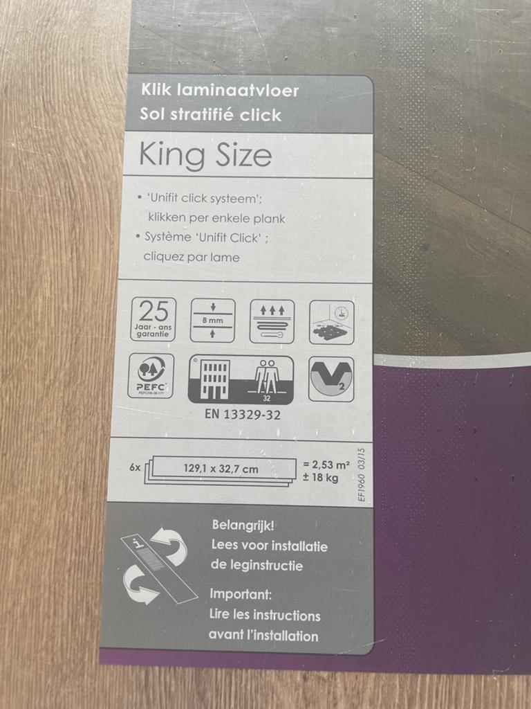 Laminaat King Size Monaco 8mm 12,65m², Ophalen, 50 tot 150 cm, Nieuw, 10 m² of meer