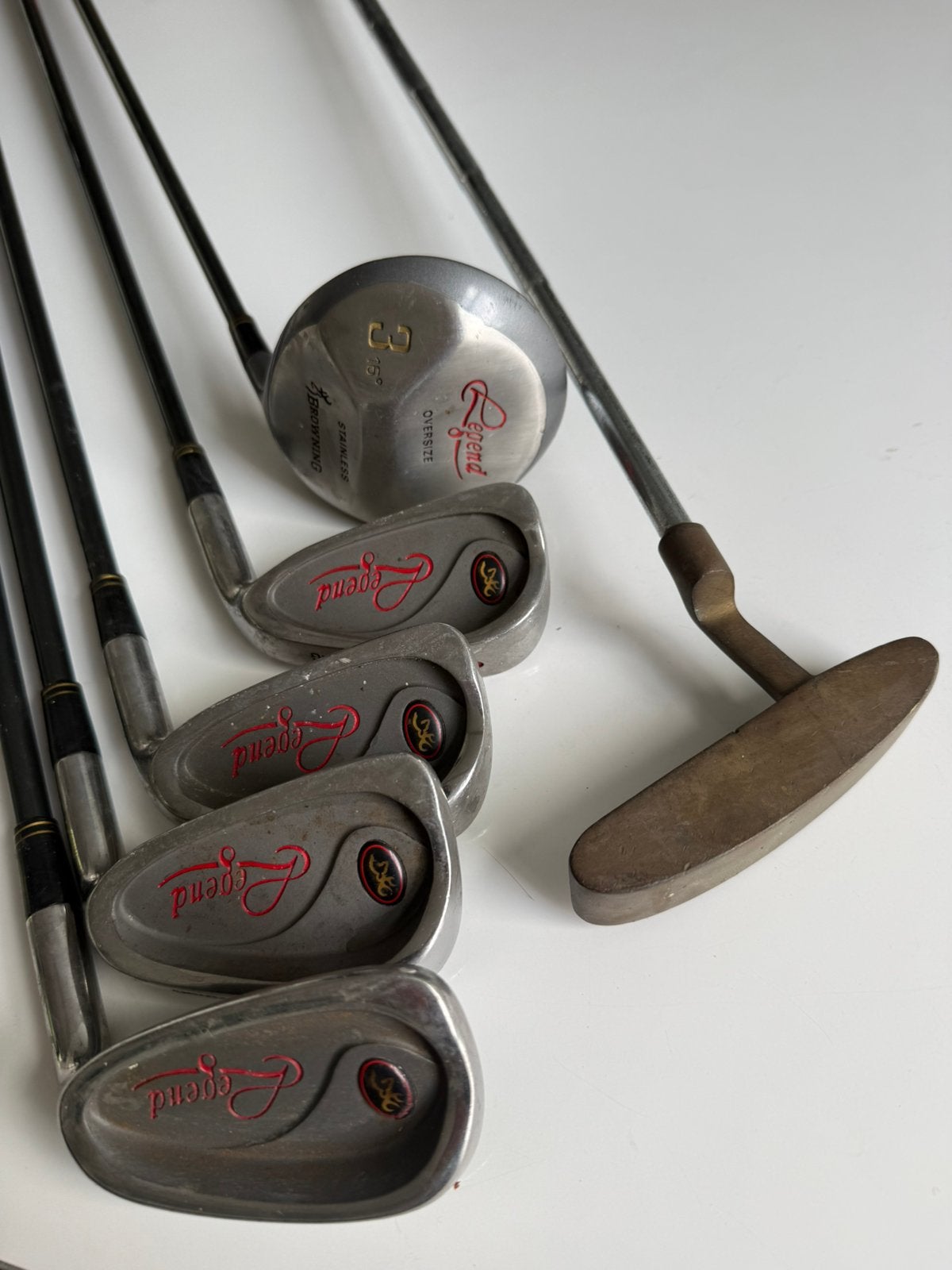 Browning Legend clubs S-9-7-5, 3 wood en putter, Ophalen of Verzenden, Zo goed als nieuw, Set