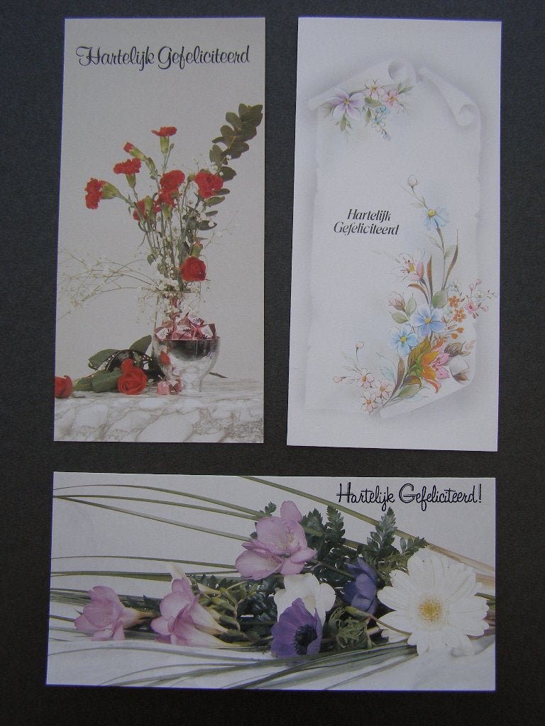 Vintage! Bloemen kaarten jaren ’60 Hartelijk gefeliciteerd, Ophalen of Verzenden, Nieuw