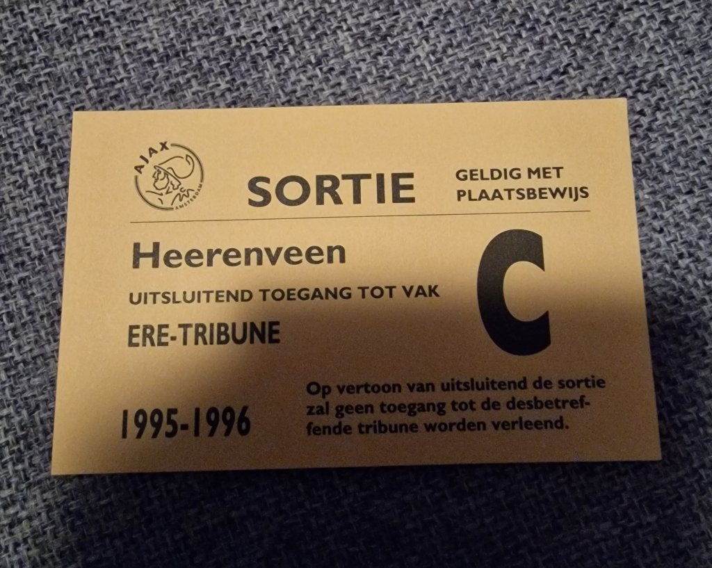 Sortie Ajax - SC Heerenveen De Meer 1995-1996, Verzamelen, Ophalen of Verzenden, Nieuw, Ajax, Overige typen