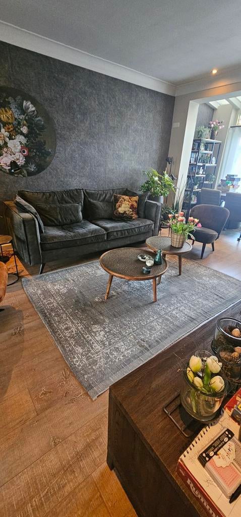 Vloerkleed 170 x 230 cm vergrijsd groen vintage, Ophalen, 150 tot 200 cm, 200 cm of meer, Rechthoekig