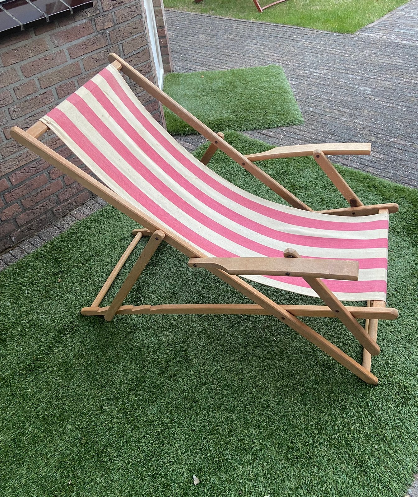 Vintage strandstoel inklapbaar retro origineel, Ophalen, Gebruikt