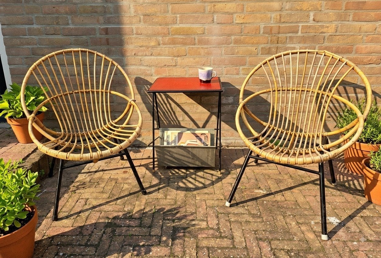 Vintage rotan stoel stoelen Rohé Noordwolde kuipstoeltjes, Ophalen