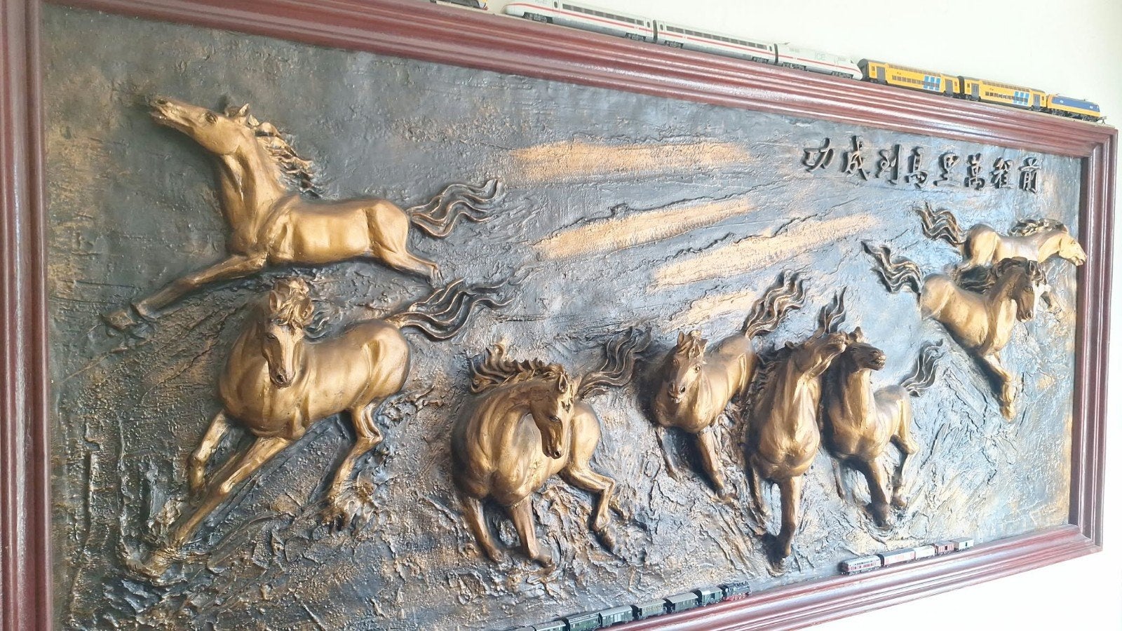 vintage chinese paardenschilderij, Ophalen, Handgemaakt, Wanddecoratie, 1 meter - 2 meter