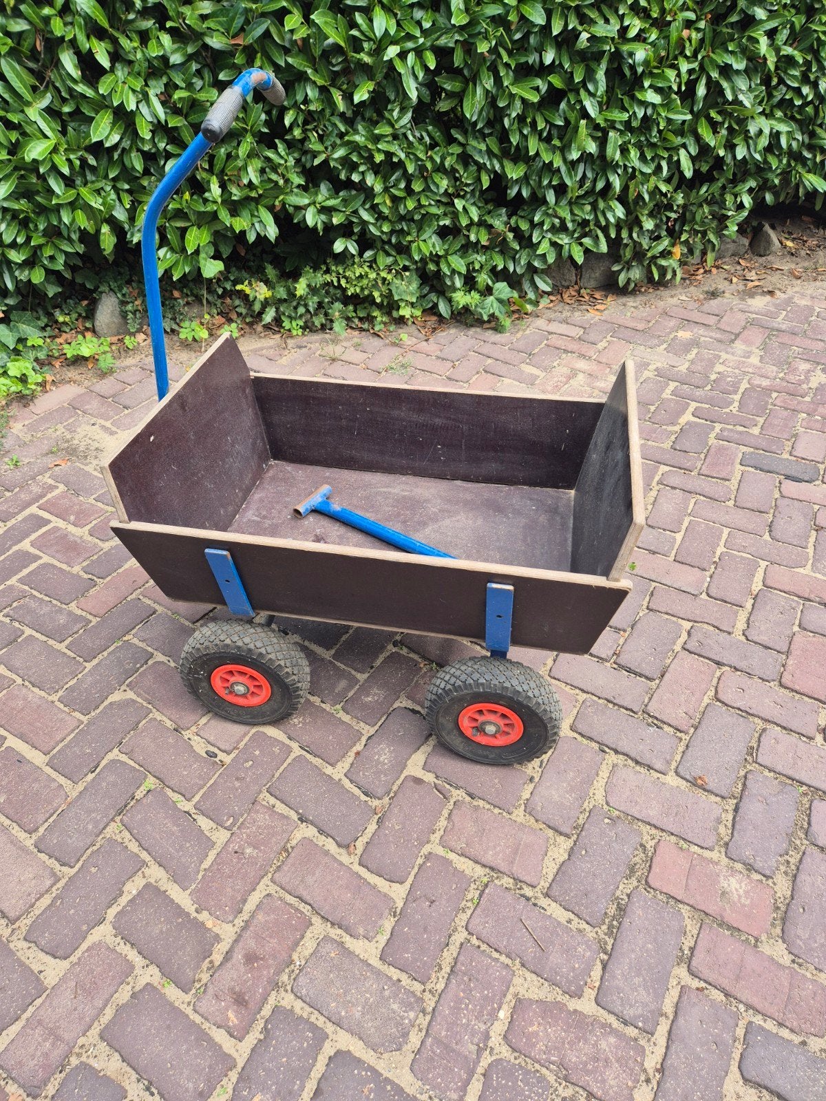 Stevige bolderkar met houten bak - 47x76 cm bodemplaat, Ophalen, Gebruikt