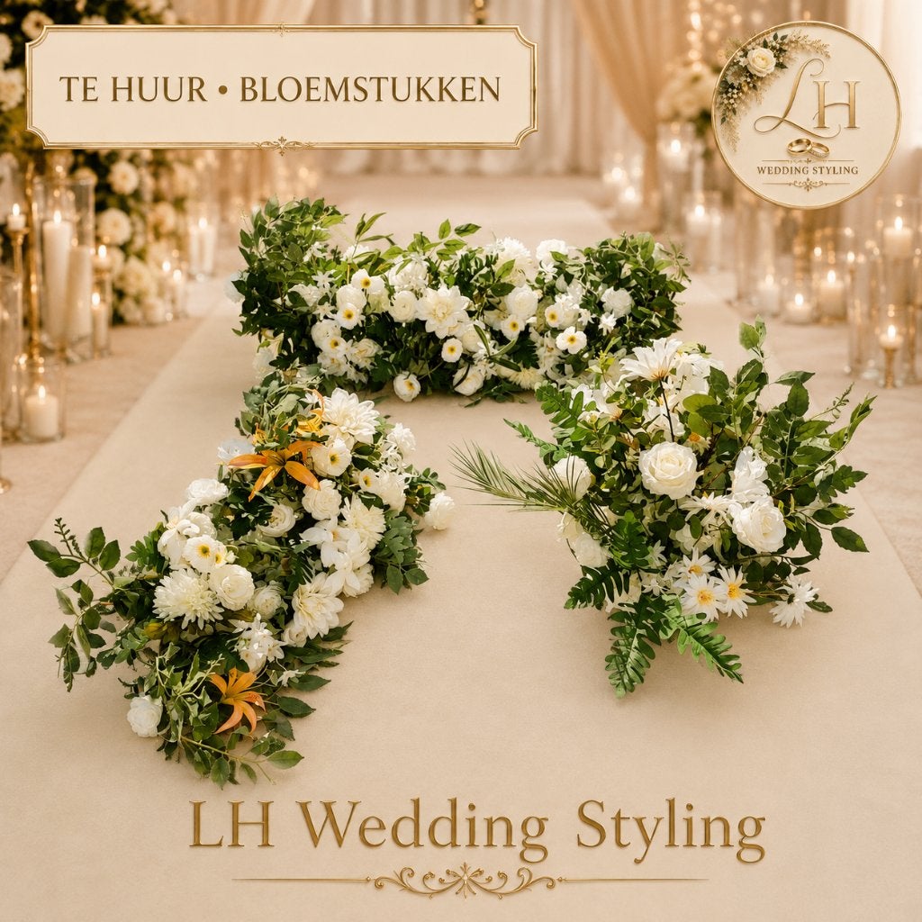 3 luxe witte backdrop bloemstukken voor bruiloft, Ophalen, Zo goed als nieuw, Geboorte of Huwelijk