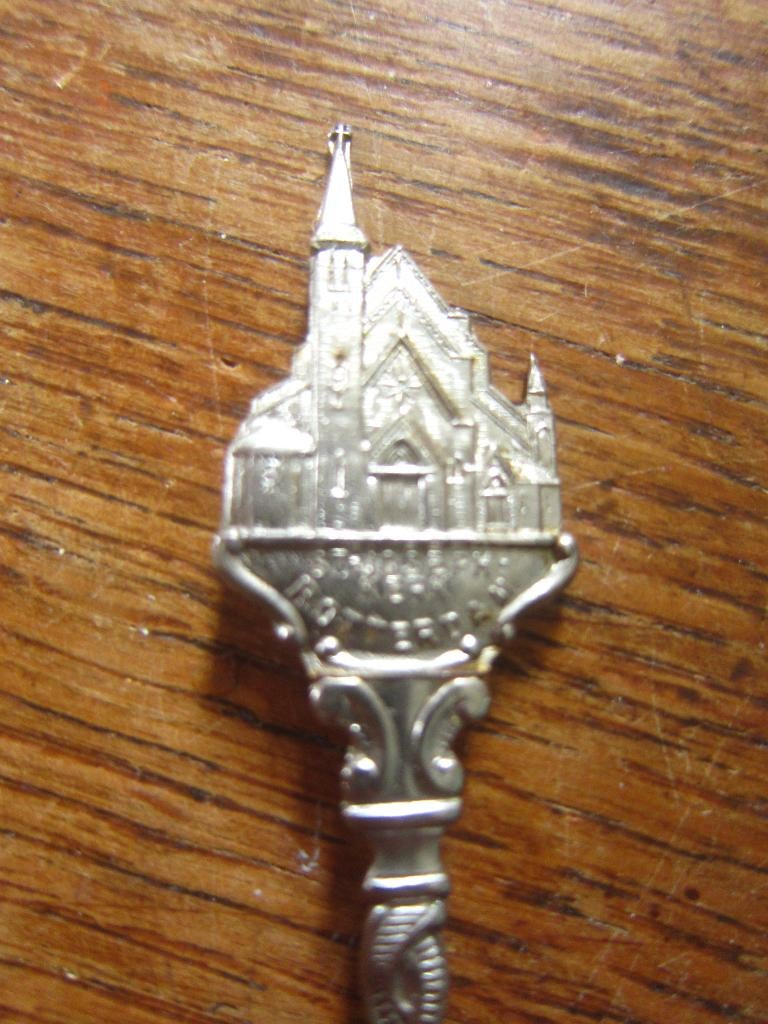 theelepel  Sint Josephkerk  ROTTERDAM, 1974 gesloopt, Ophalen of Verzenden, Zo goed als nieuw, Metaal, Bestek
