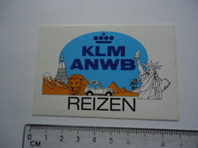 sticker oud KLM ANWB vliegtuig auto reizen retro plastic, Verzenden, Zo goed als nieuw, Bedrijf of Vereniging