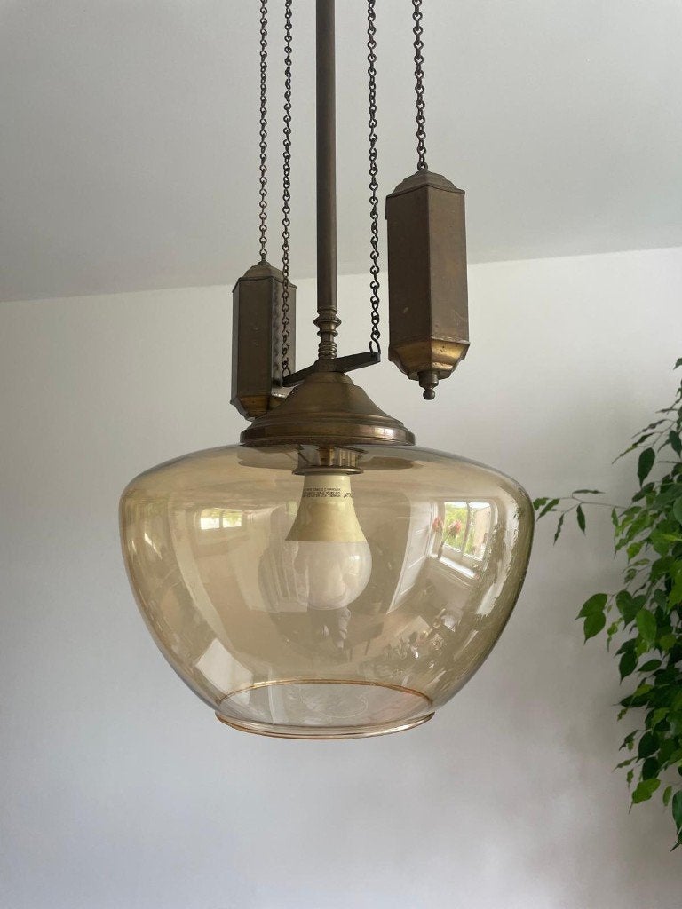 Lampenkap vintage, getint rookglas, Ophalen, Bruin, Zo goed als nieuw, Minder dan 25 cm