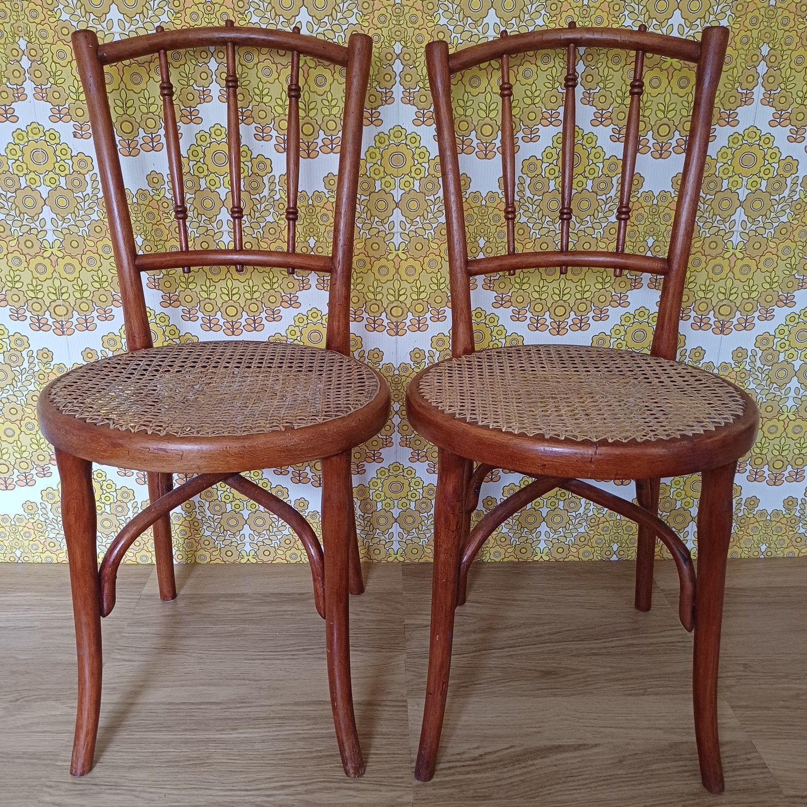 Set van 2 Thonet stoelen met rotan zitting, Ophalen of Verzenden