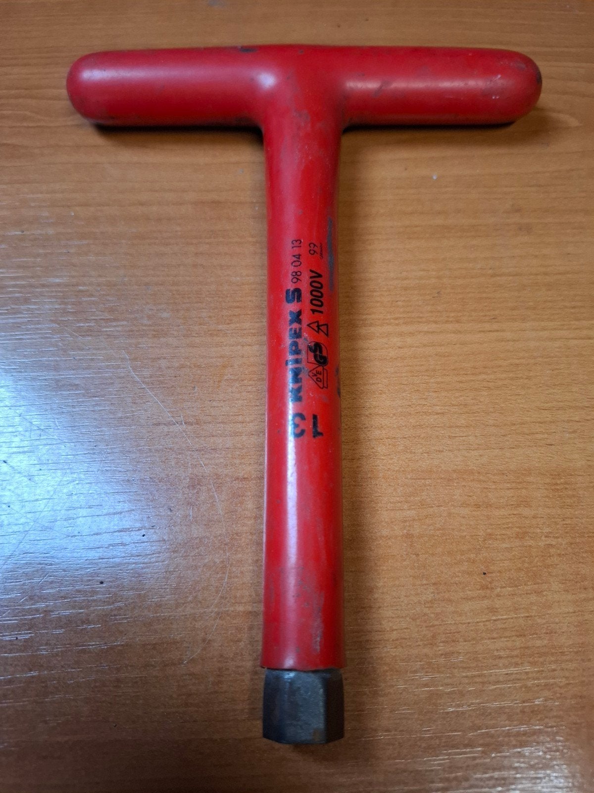 Knipex T-greep dopsleutel 13mm 1000V geïsoleerd, Doe-het-zelf en Verbouw, Ophalen of Verzenden, Gebruikt, Sleutel/ratel, Knipex