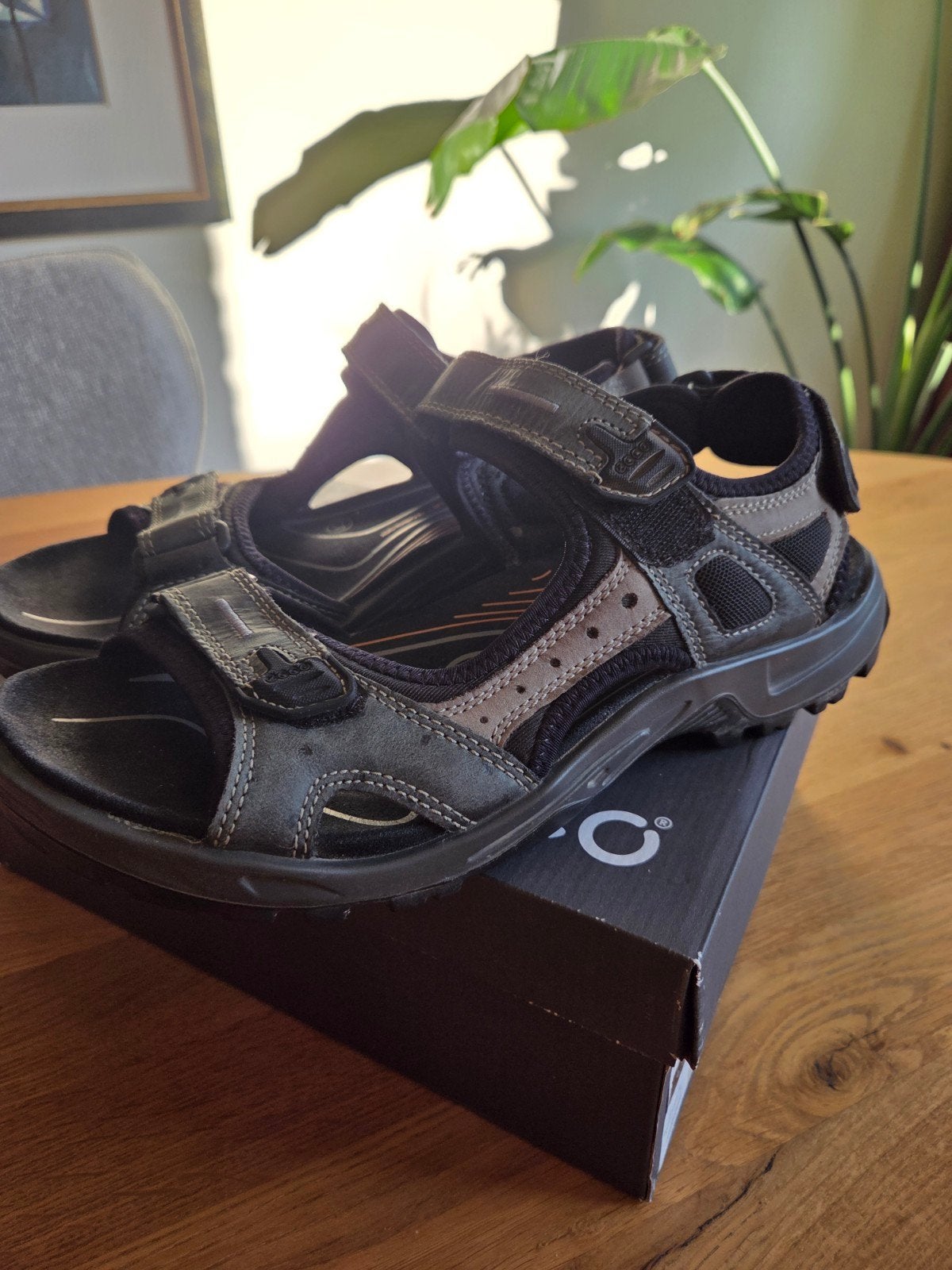 Ecco leren sandalen maat 43 voor heren., Sandalen, Ecco, Zwart, Ophalen of Verzenden