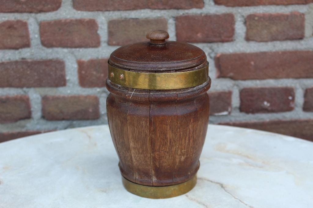 Oud houten tonnetje met koperen banden, Ophalen of Verzenden