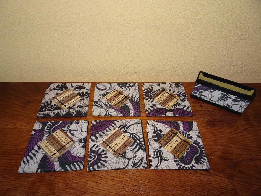 6 Batik onderzetters in houder uit Indonesië, Ophalen of Verzenden, Nieuw