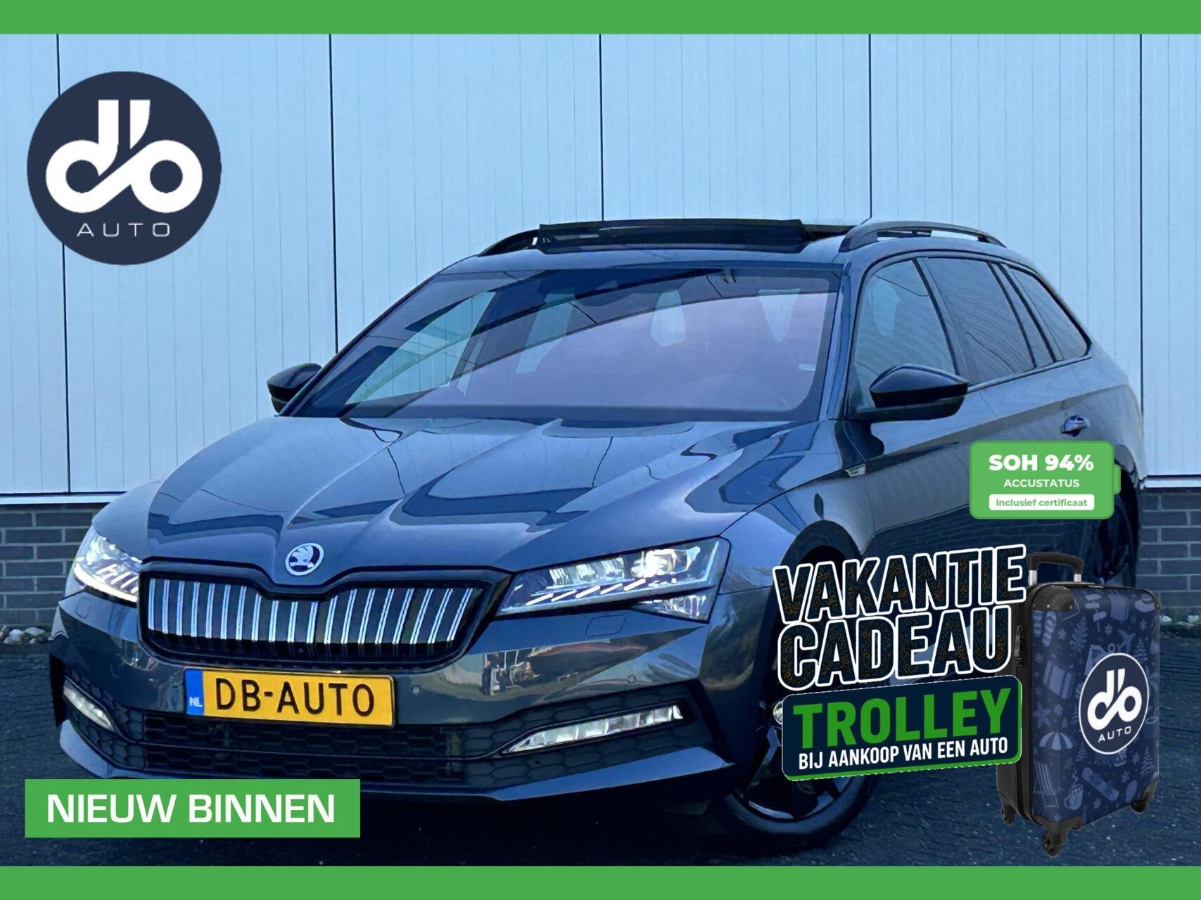 Skoda Superb Combi 1.4 TSI iV Sportline Business SOH 94% I P, Dealer onderhouden, Gebruikt, Zwart, 4 cilinders