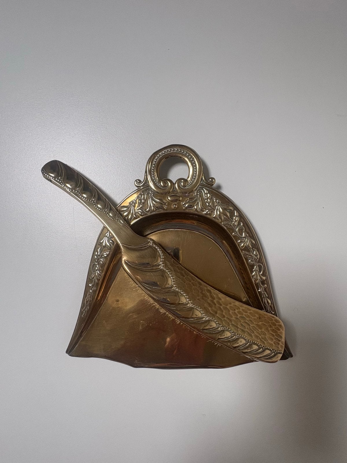 Antieke messing tafelschuier met blik, Antiek en Kunst, Ophalen of Verzenden