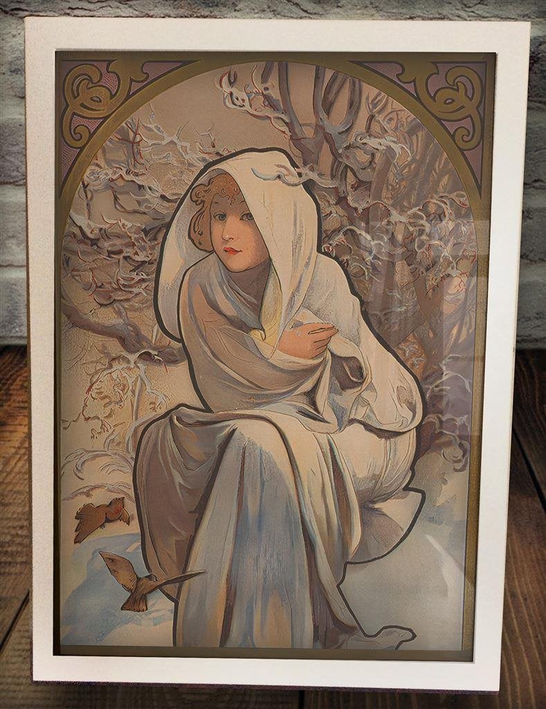 ALPHONSE MUCHA Winter Affiche Poster in Frame, Verzenden, Overige typen