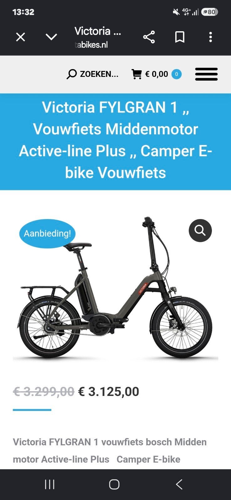 Victoria Vouwfiets als nieuw met lader, Ophalen of Verzenden, Zo goed als nieuw, Overige merken