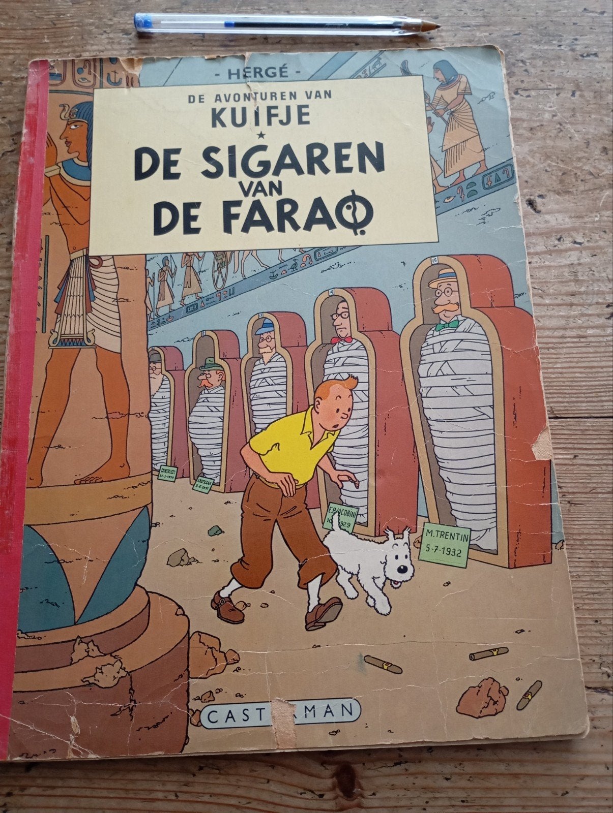 vintage Kuifje 1955 Herge' de sigaren van de Farao, Boeken, Eén stripboek, Ophalen of Verzenden, Gelezen