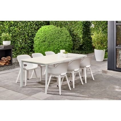 Foto 2 van Tuintafel 205x100cm - stijlvol keramiek marmerlook tafelblad