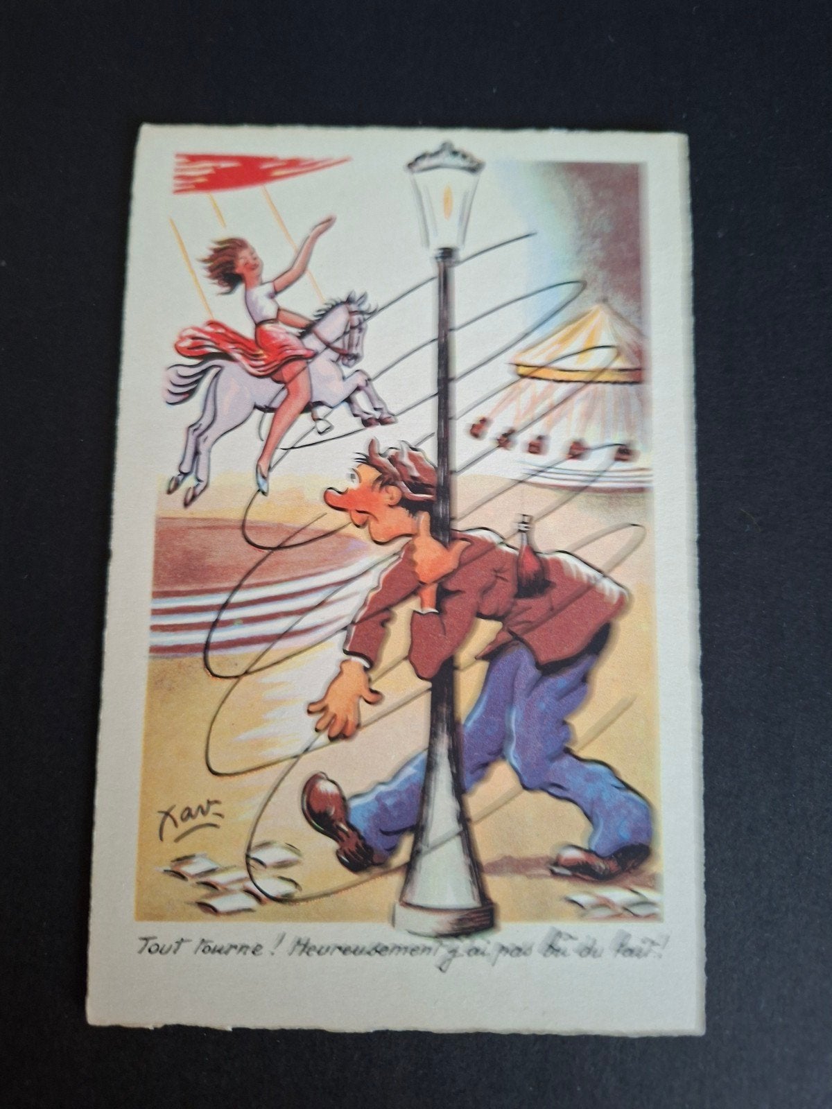 Humor, Alles draait, gelukkig heb ik geen melk gedronken/XAF, Verzamelen, Verzenden, 1940 tot 1960, Ongelopen, Overige thema's